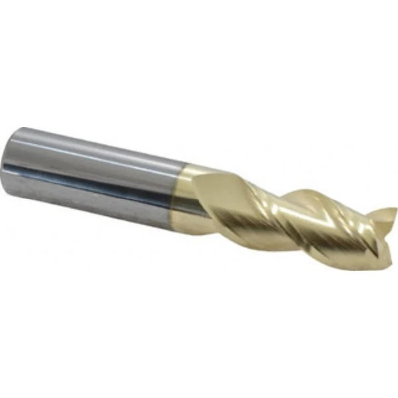 PROMAX Tools 5/8, 1-1/4 LOC, 5/8 Shank Diam, 3-1/2 OAL, 3 Flute, Solid Carbide Square End Mill Single End, ZrN Finish...